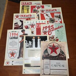 Nine Texaco Calendars From 1992 To 2000, Great Condition & Graphics UNUSED